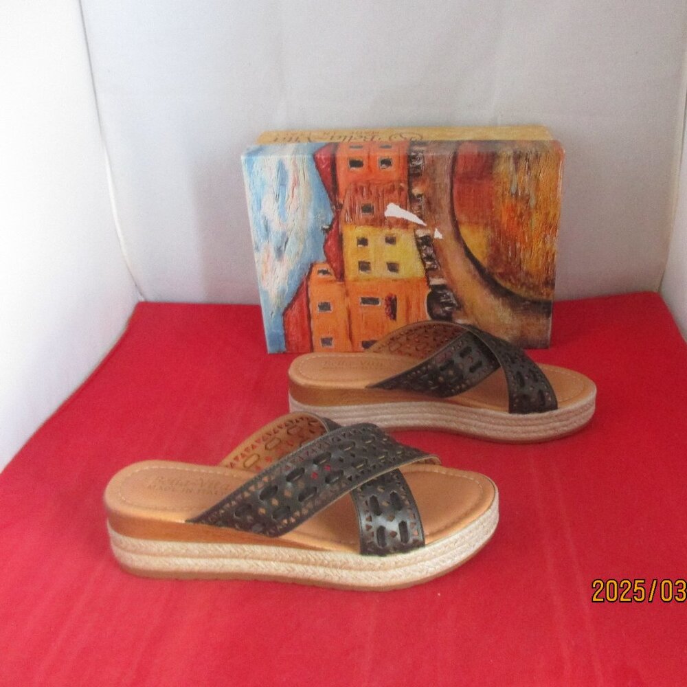 Bella Vita Women's Exa-Italy Slide Sandals $115 - US Size 9 1/2 - Black - 1233
